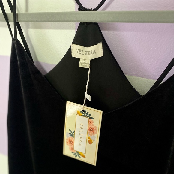 Black Velvet Shift Dress with Tassles - Picture 5 of 7